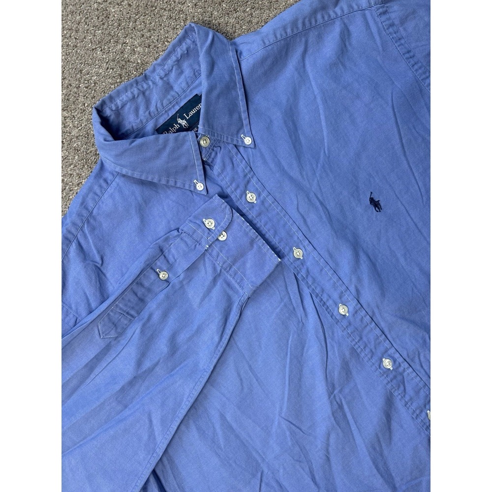Polo Ralph Lauren Mens XL Button Down Shirt Classic‎ Fit 17 34/35 Solid Blue